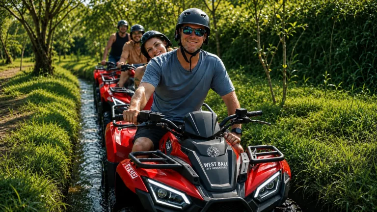 Ubud ATV Ride Bali through jungle, river, rice fields, cave, and muddy tracks