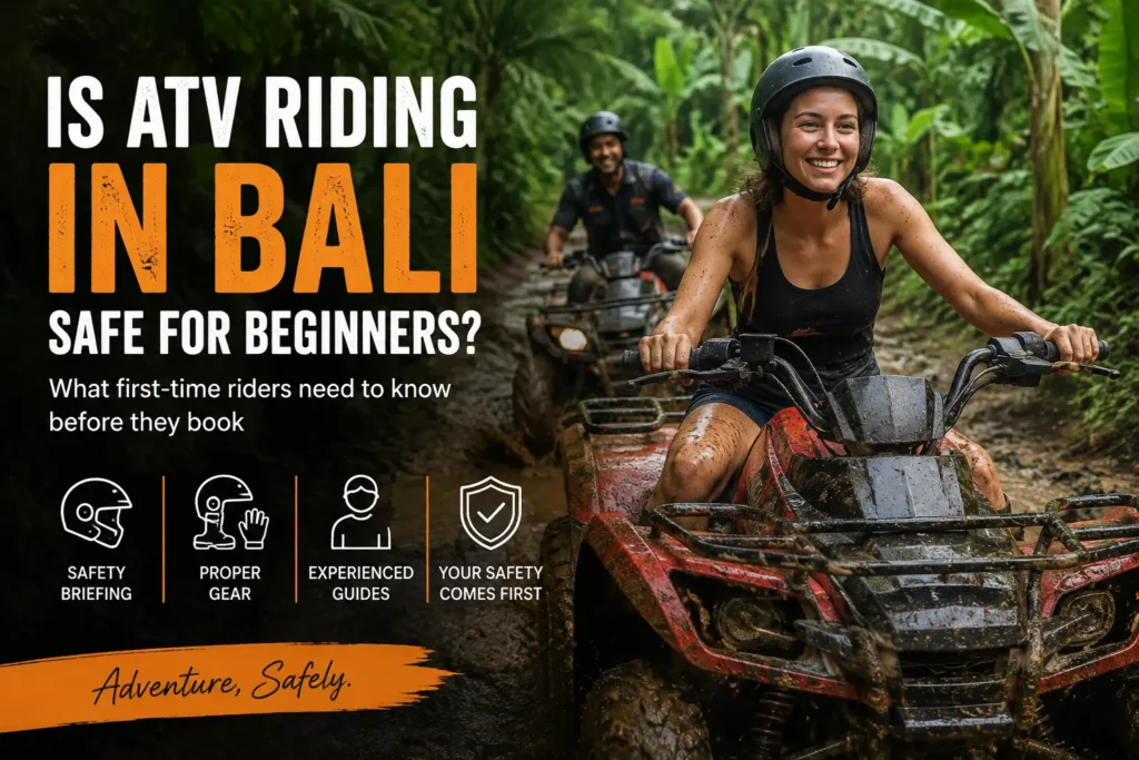 ATV riding in Bali for beginners on a muddy jungle trail