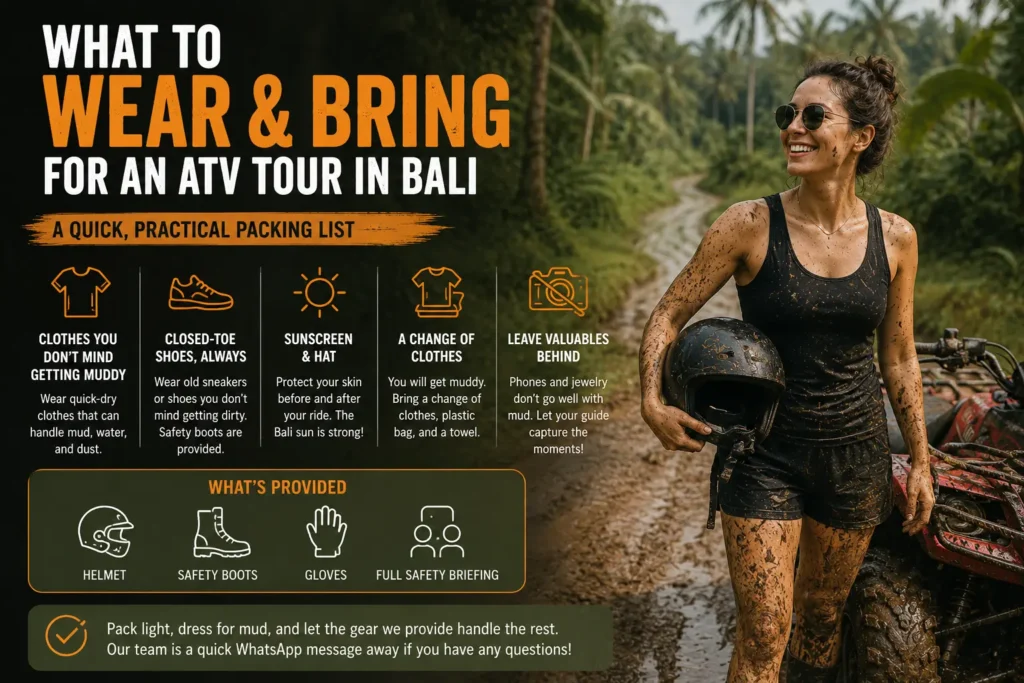 What to wear and bring for an ATV tour in Bali